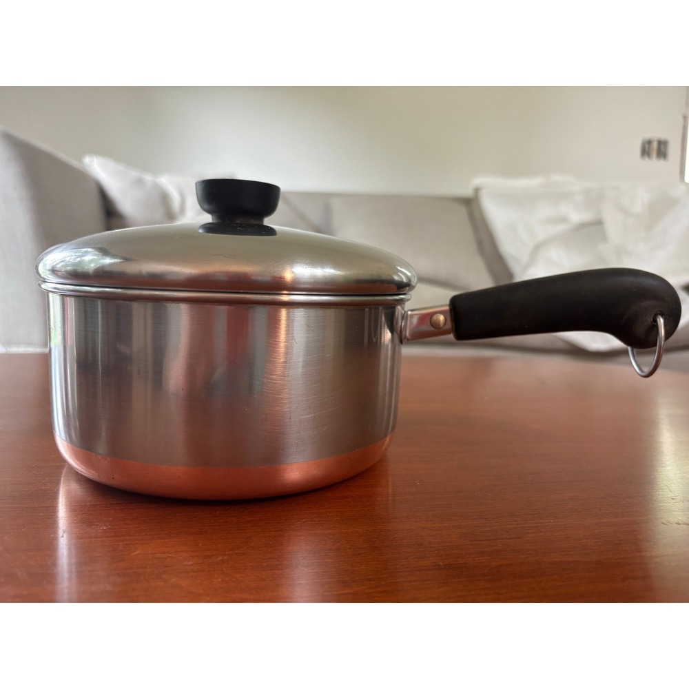 Vintage 1981 Revere Ware Saucepan 2 Qt Silver Copper Bottom 1801 Lid USA Made